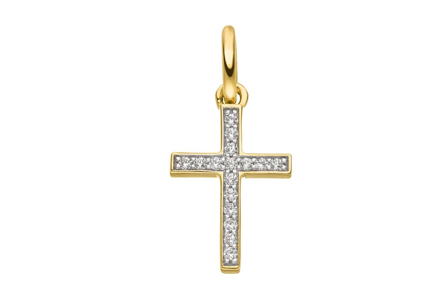 Kreuz Zirkonia Gelbgold