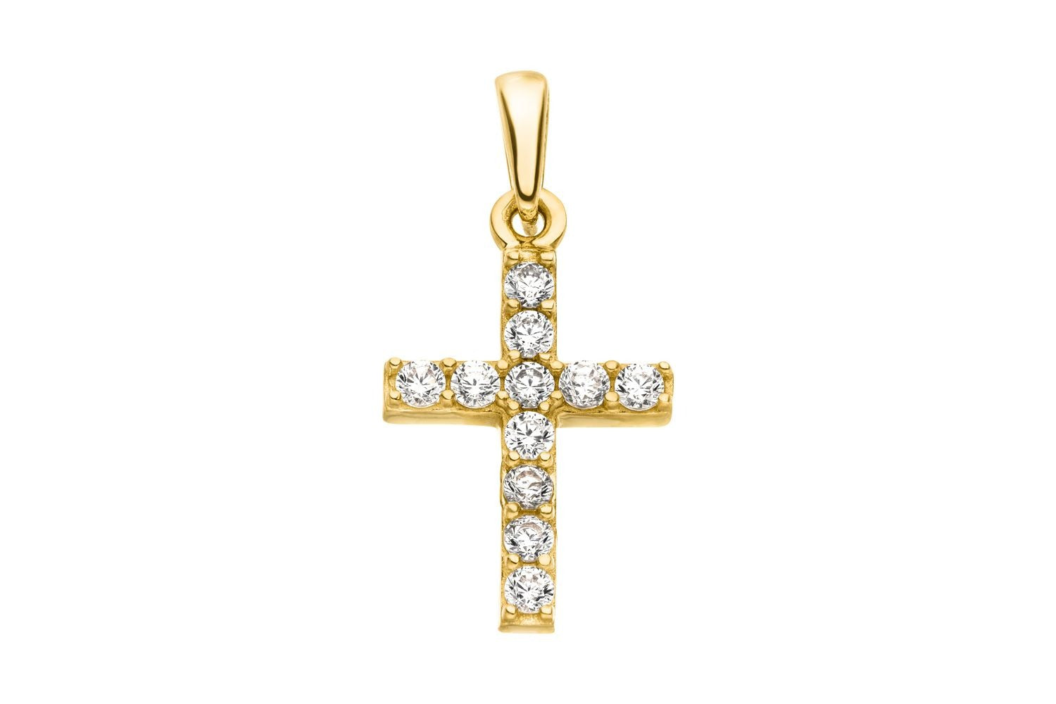 Kreuz Zirkonia Gelbgold