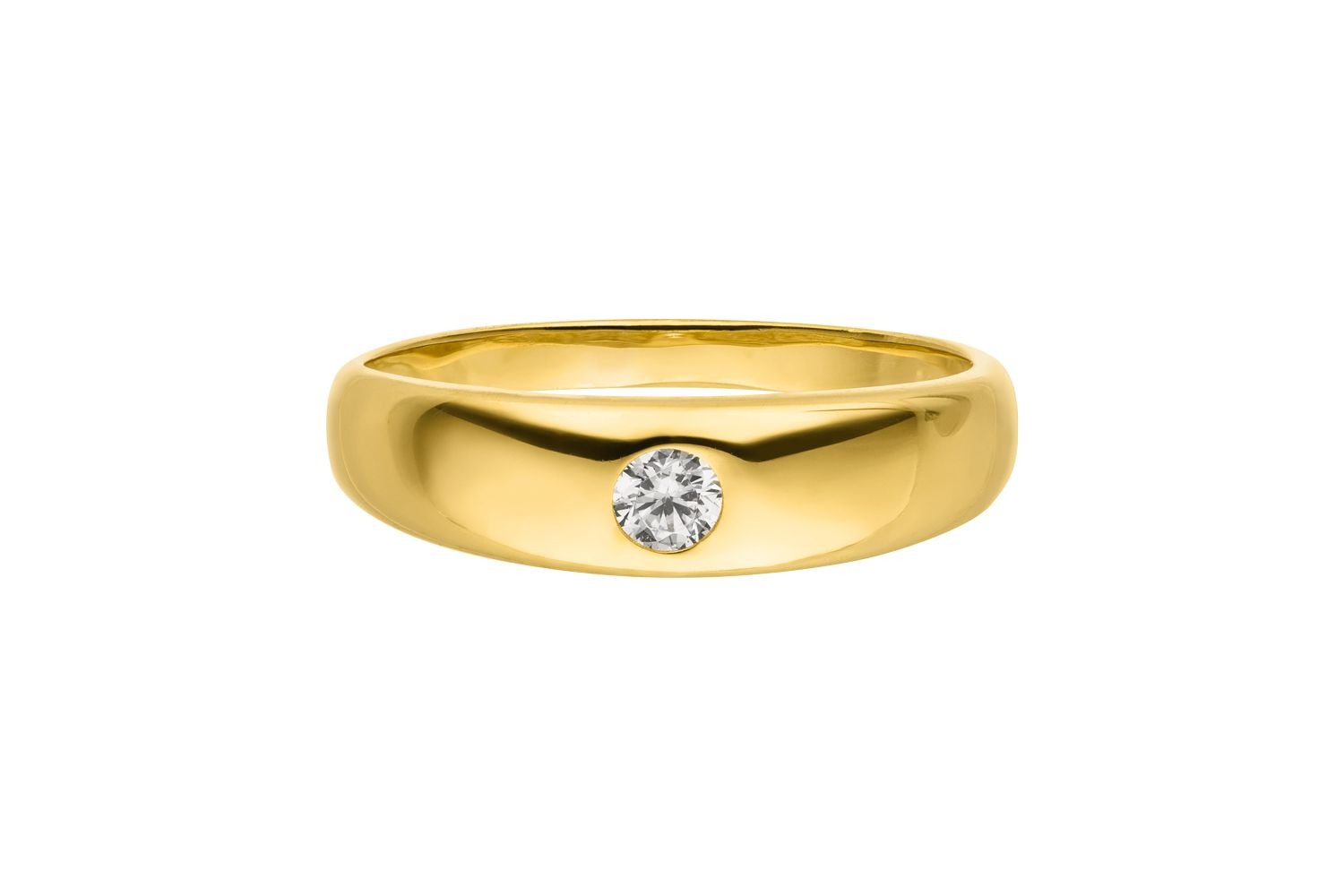 Taufring Zirkonia Gelbgold