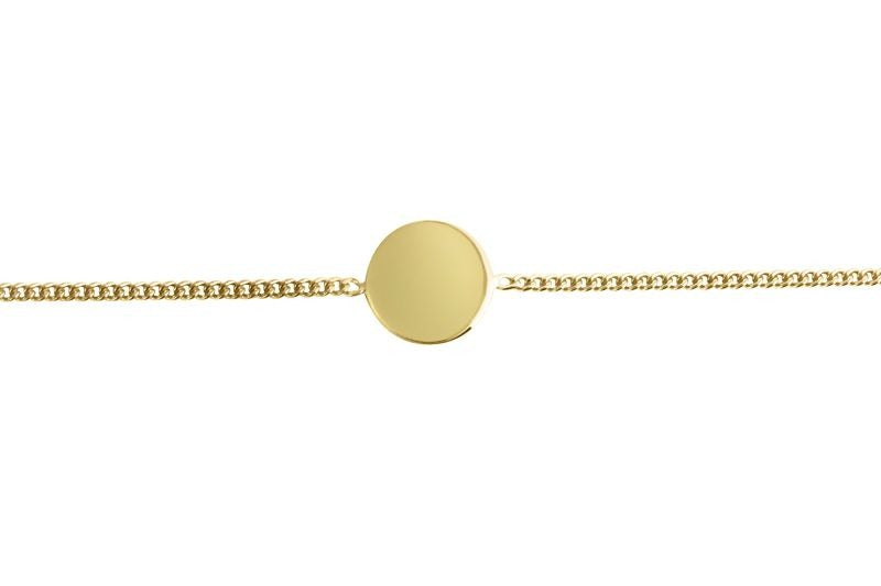 Armband runde Gravurplatte Silber vergoldet