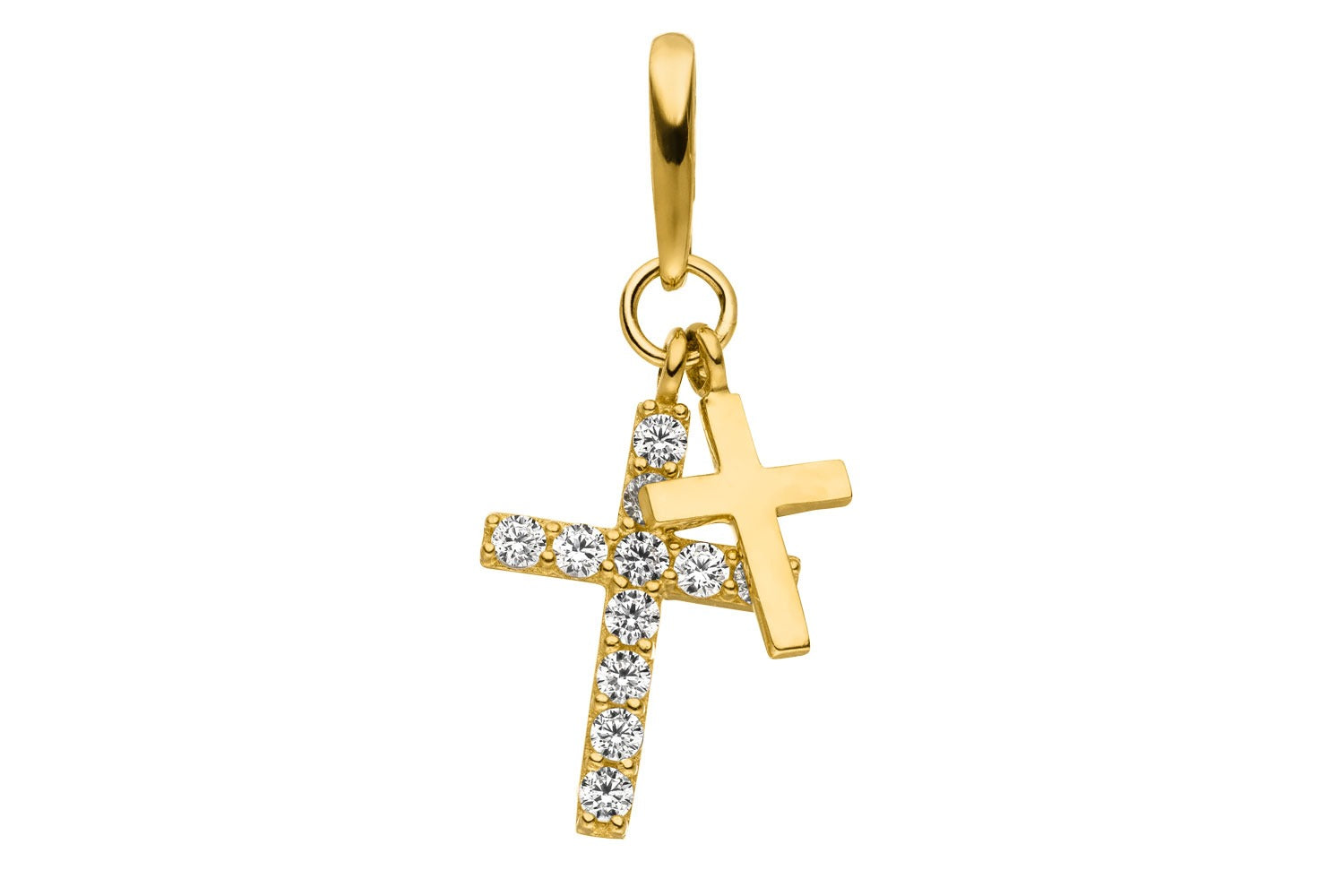 Kreuz Zirkonia Gelbgold