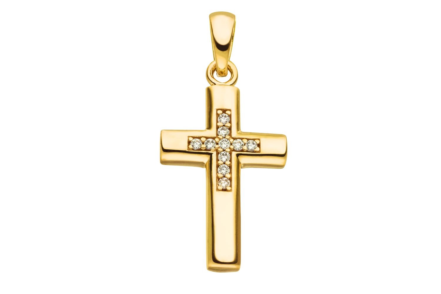 Kreuz Zirkonia Gelbgold